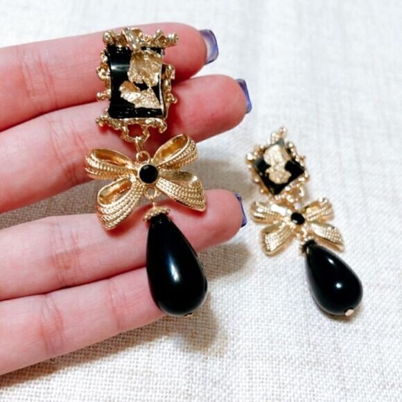 Bow dangle earrings N189 - Picture 3 of 6